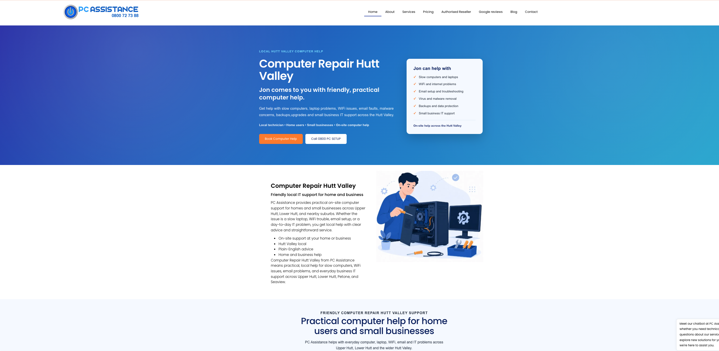 PC Assistance website designed and developed by Pixels
